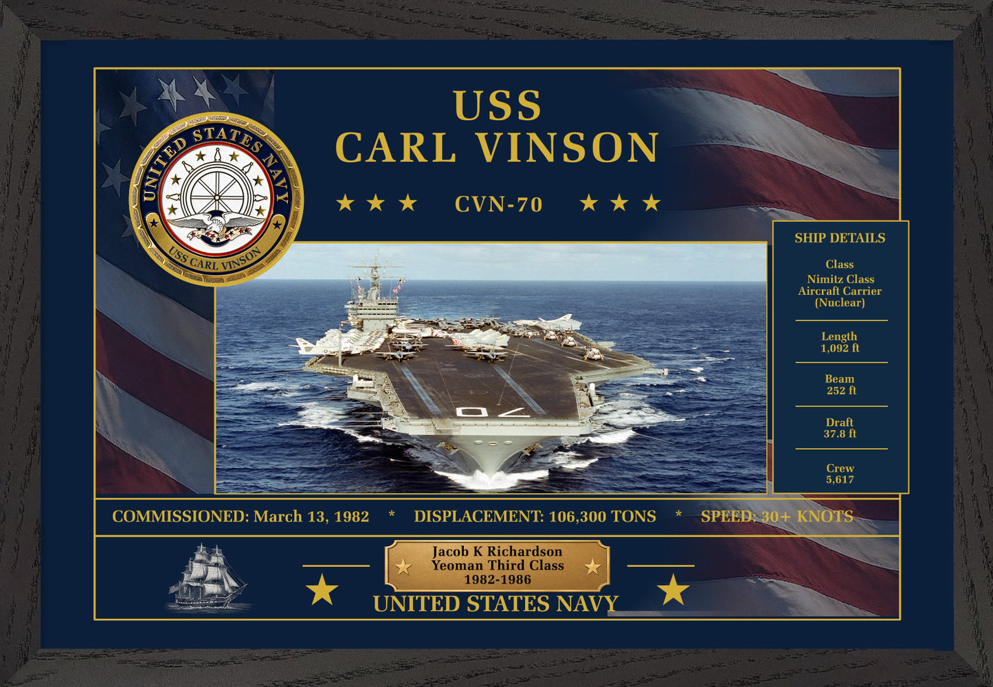 USS Carl Vinson CVN-70 Framed Patriotic Art