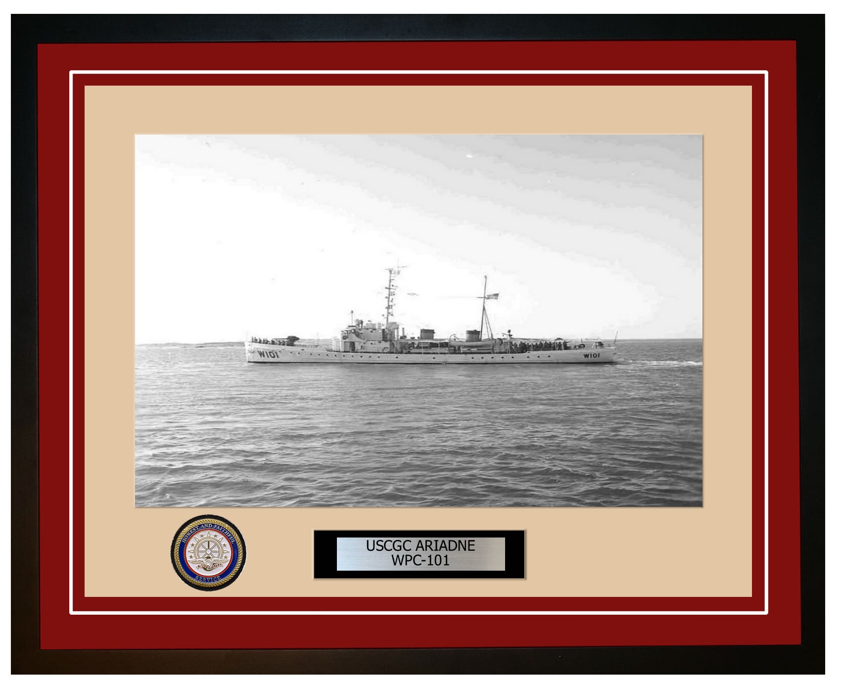 USCGC ARIADNE WPC 101 Framed Coast Guard Ship Photo Burgundy 311WPC101