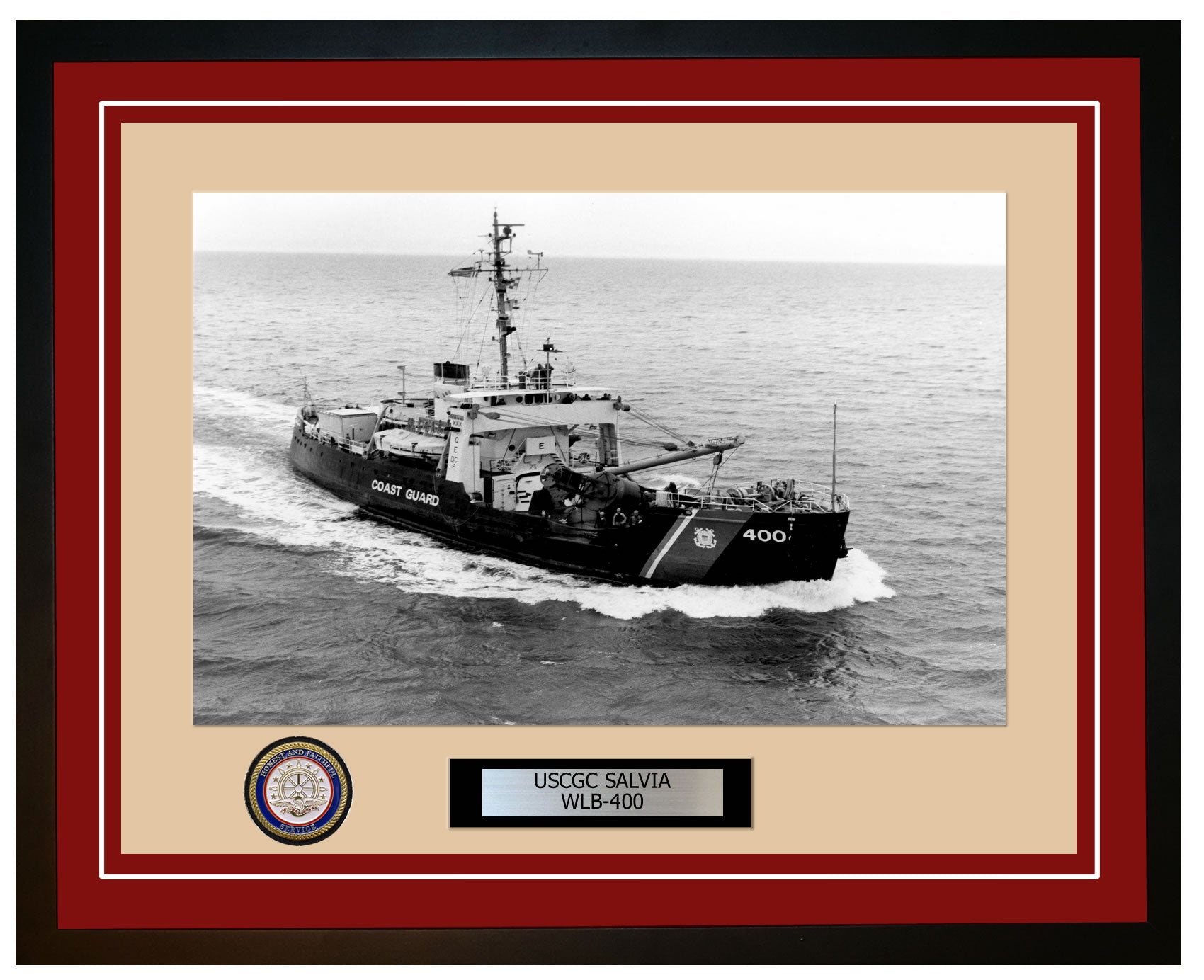 USCGC SALVIA WLB 400 Framed Coast Guard Ship Photo Burgundy 312WLB400