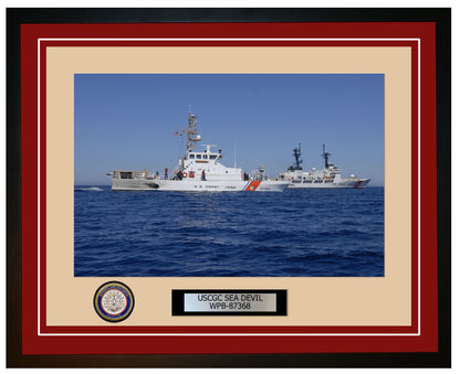 USCGC SEA DEVIL WPB 87368 Framed Coast Guard Ship Photo Burgundy 313WPB87368