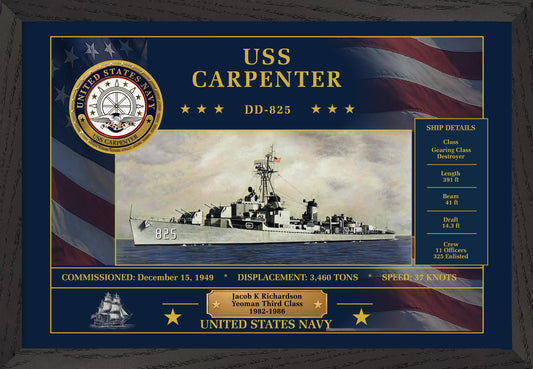 USS Carpenter DD-825 Framed Patriotic Art
