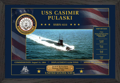 USS Casimir Pulaski SSBN-633 Framed Patriotic Art