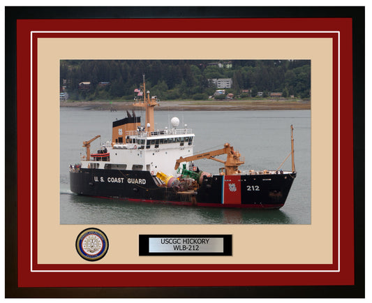 USCGC HICKORY WLB 212 Framed Coast Guard Ship Photo Burgundy 32WLB212
