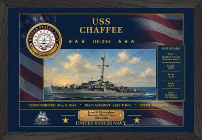 USS Chaffee DE-230 Framed Patriotic Art