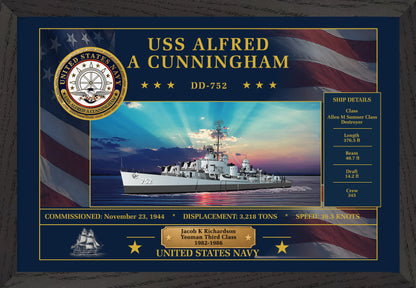USS Alfred A Cunningham DD-752 Framed Patriotic Art