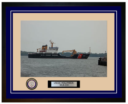 USCGC HOLLYHOCK WLB 214 Framed Coast Guard Ship Photo Blue 33WLB214