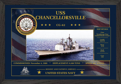 USS Chancellorsville CG-62 Framed Patriotic Art
