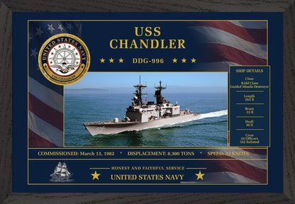 USS Chandler DDG-996 Framed Patriotic Art
