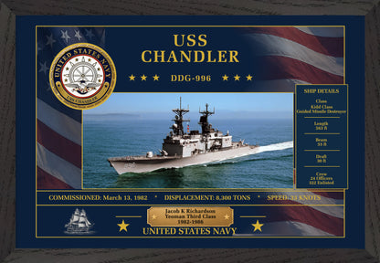 USS Chandler DDG-996 Framed Patriotic Art