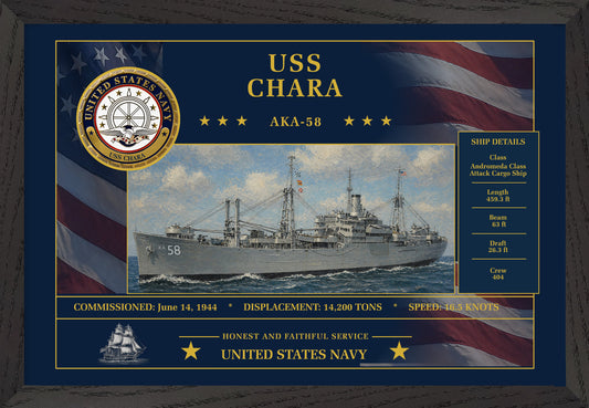 USS Chara AKA-58 Framed Patriotic Art