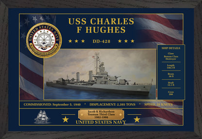 USS Charles F Hughes DD-428 Framed Patriotic Art