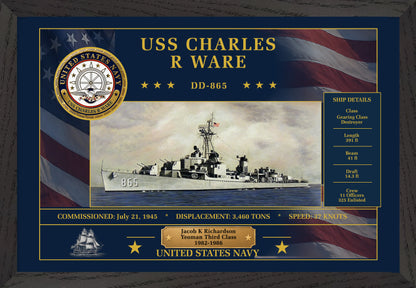 USS Charles R Ware DD-865 Framed Patriotic Art