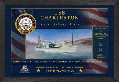 USS Charleston LKA-113 Framed Patriotic Art