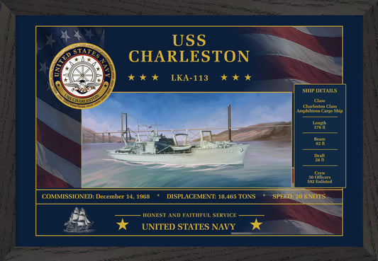 USS Charleston LKA-113 Framed Patriotic Art