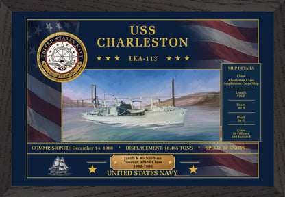 USS Charleston LKA-113 Framed Patriotic Art