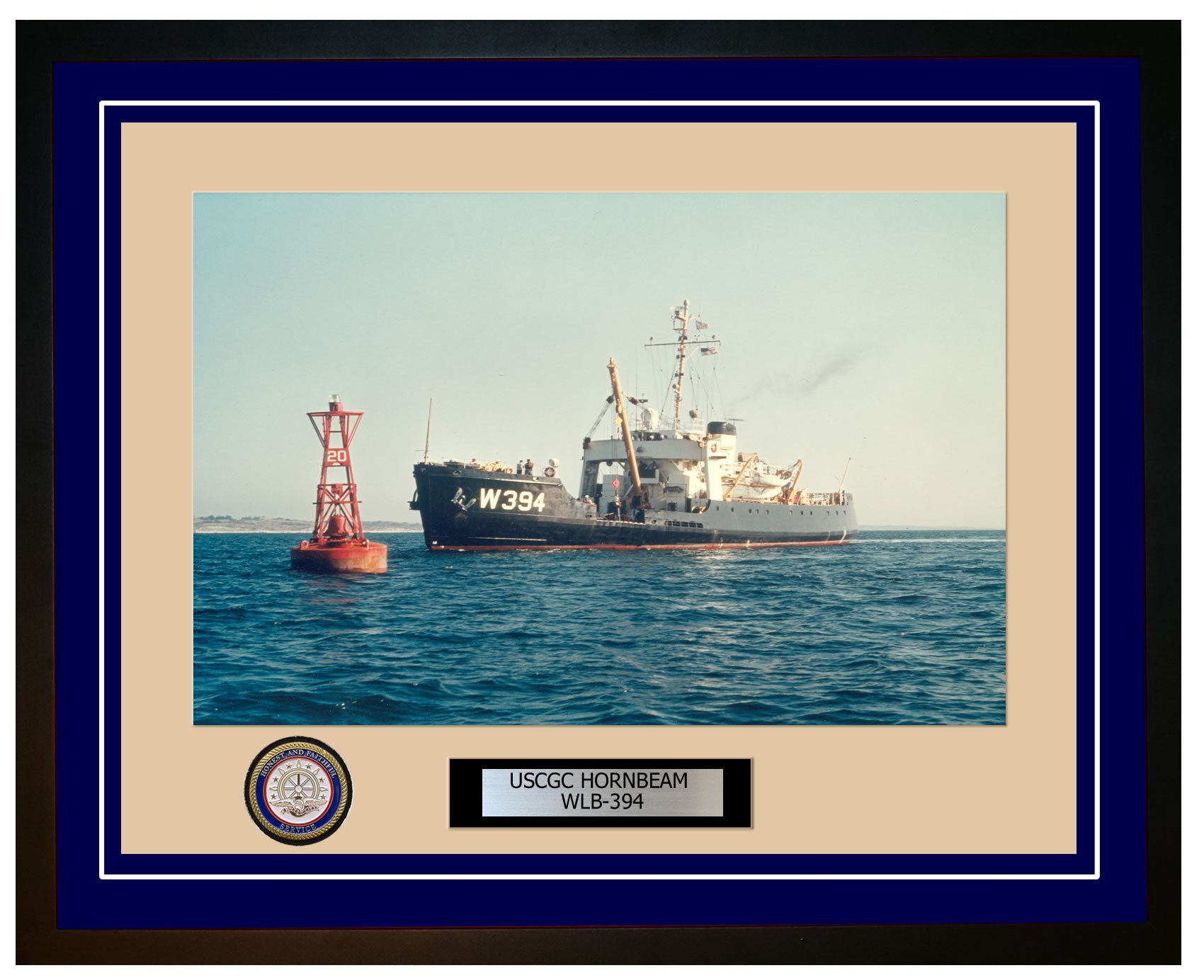 USCGC HORNBEAM WLB 394 Framed Coast Guard Ship Photo Blue 35WLB394
