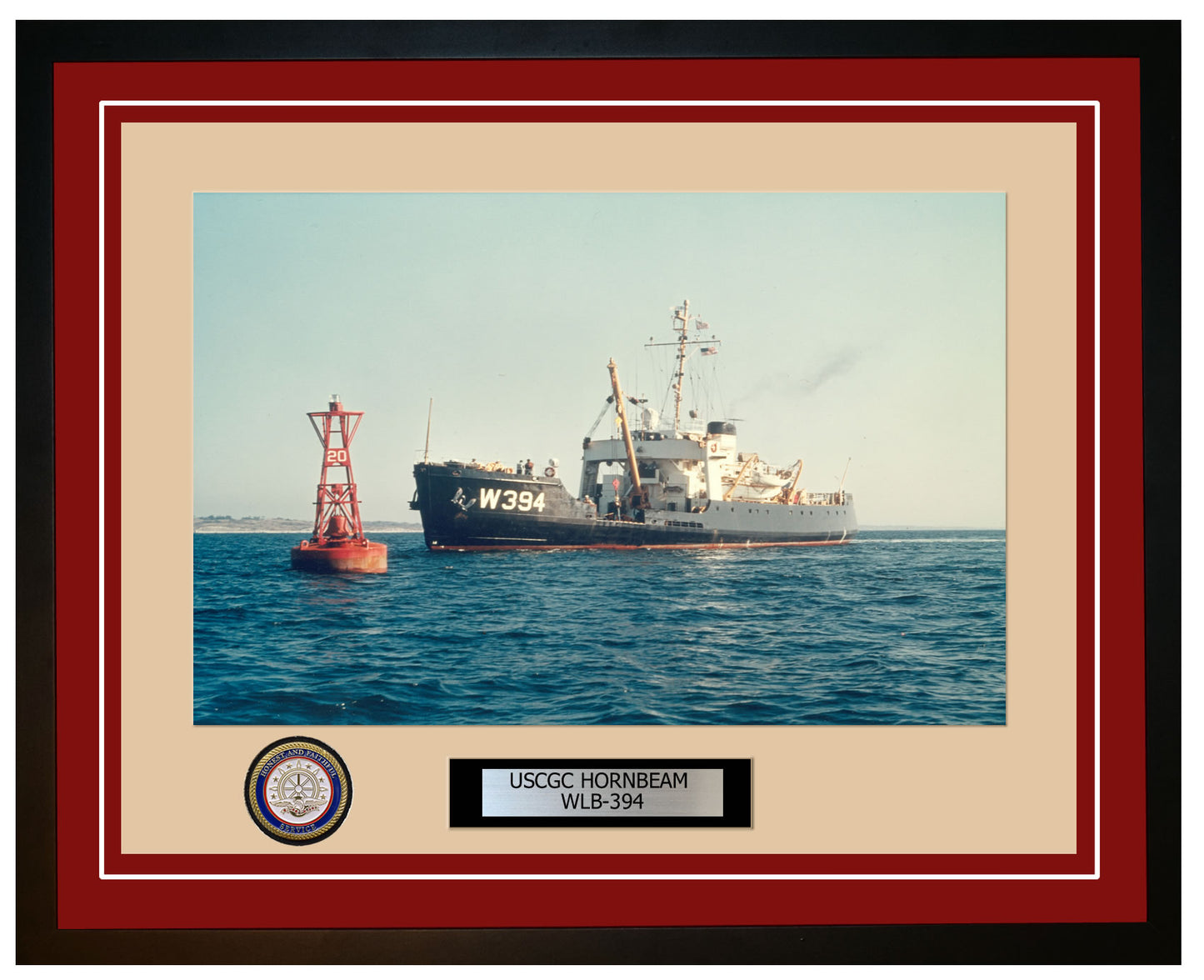 USCGC HORNBEAM WLB 394 Framed Coast Guard Ship Photo Burgundy 35WLB394