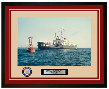 USCGC HORNBEAM WLB 394 Framed Coast Guard Ship Photo Burgundy 35WLB394