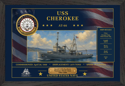 USS Cherokee AT-66 Framed Patriotic Art