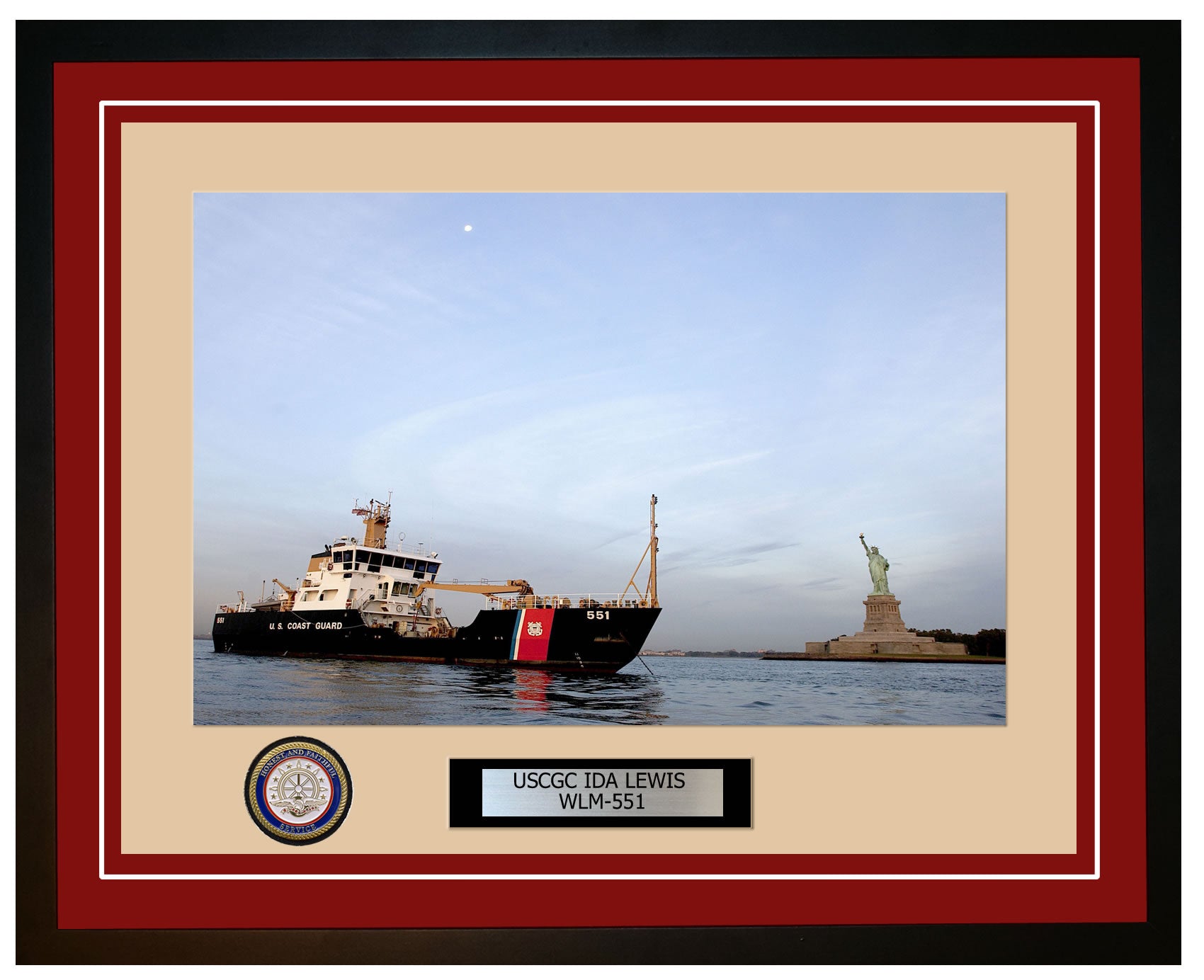 USCGC IDA LEWIS WLM 551 Framed Coast Guard Ship Photo Burgundy 36WLM551