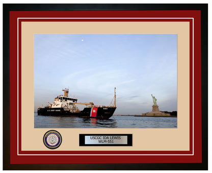 USCGC IDA LEWIS WLM 551 Framed Coast Guard Ship Photo Burgundy 36WLM551