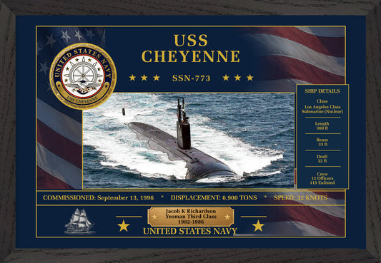 USS Cheyenne SSN-773 Framed Patriotic Art