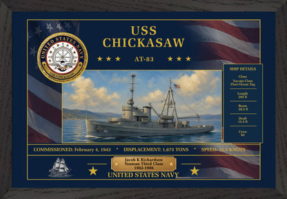 USS Chickasaw AT-83 Framed Patriotic Art