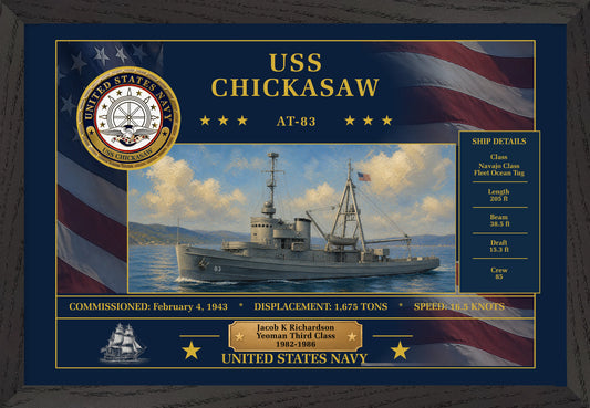 USS Chickasaw AT-83 Framed Patriotic Art