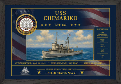 USS Chimariko ATF-154 Framed Patriotic Art