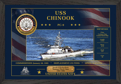 USS Chinook PC-9 Framed Patriotic Art