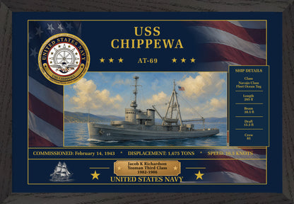 USS Chippewa AT-69 Framed Patriotic Art