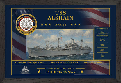 USS Alshain AKA-55 Framed Patriotic Art