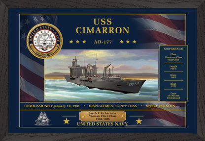 USS Cimarron AO-177 Framed Patriotic Art