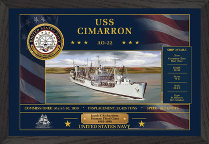 USS Cimarron AO-22 Framed Patriotic Art