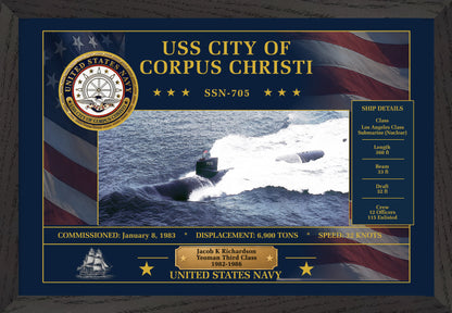 USS City Of Corpus Christi SSN-705 Framed Patriotic Art