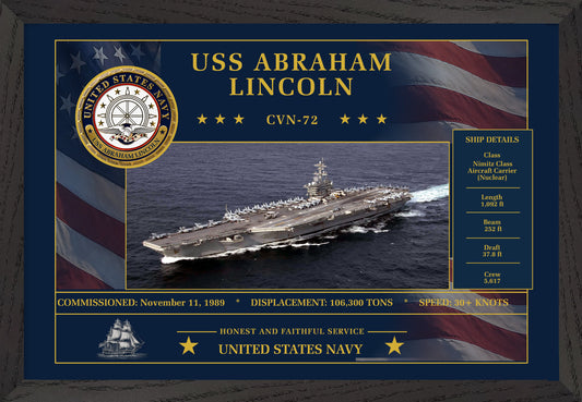 USS Abraham Lincoln CVN-72 Framed Patriotic Art