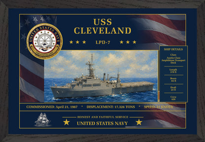 USS Cleveland LPD-7 Framed Patriotic Art