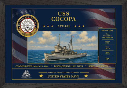 USS Cocopa ATF-101 Framed Patriotic Art