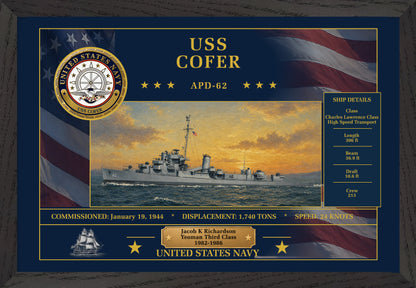 USS Cofer APD-62 Framed Patriotic Art