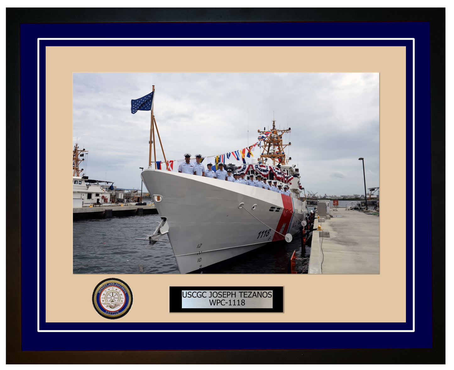 USCGC JOSEPH TEZANOS WPC 1118 Framed Coast Guard Ship Photo Blue 42WPC1118