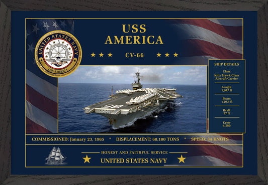 USS America CV-66 Framed Patriotic Art