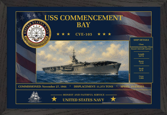 USS Commencement Bay CVE-105 Framed Patriotic Art