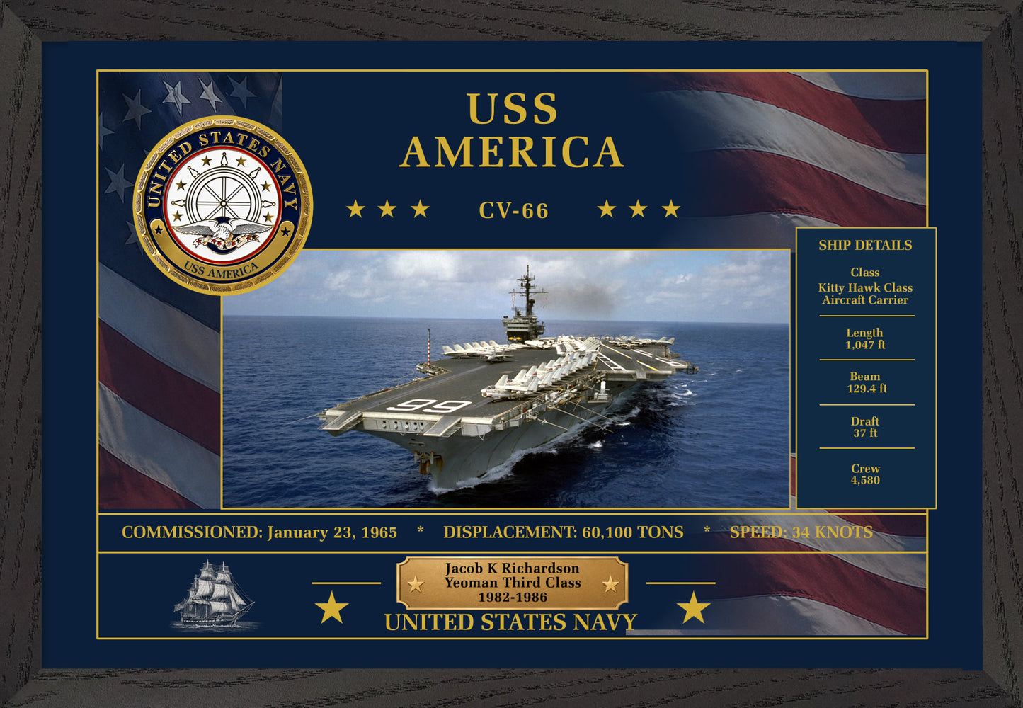 USS America CV-66 Framed Patriotic Art