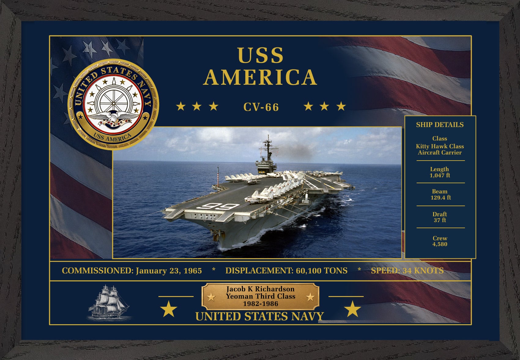 USS America CV-66 Framed Patriotic Art