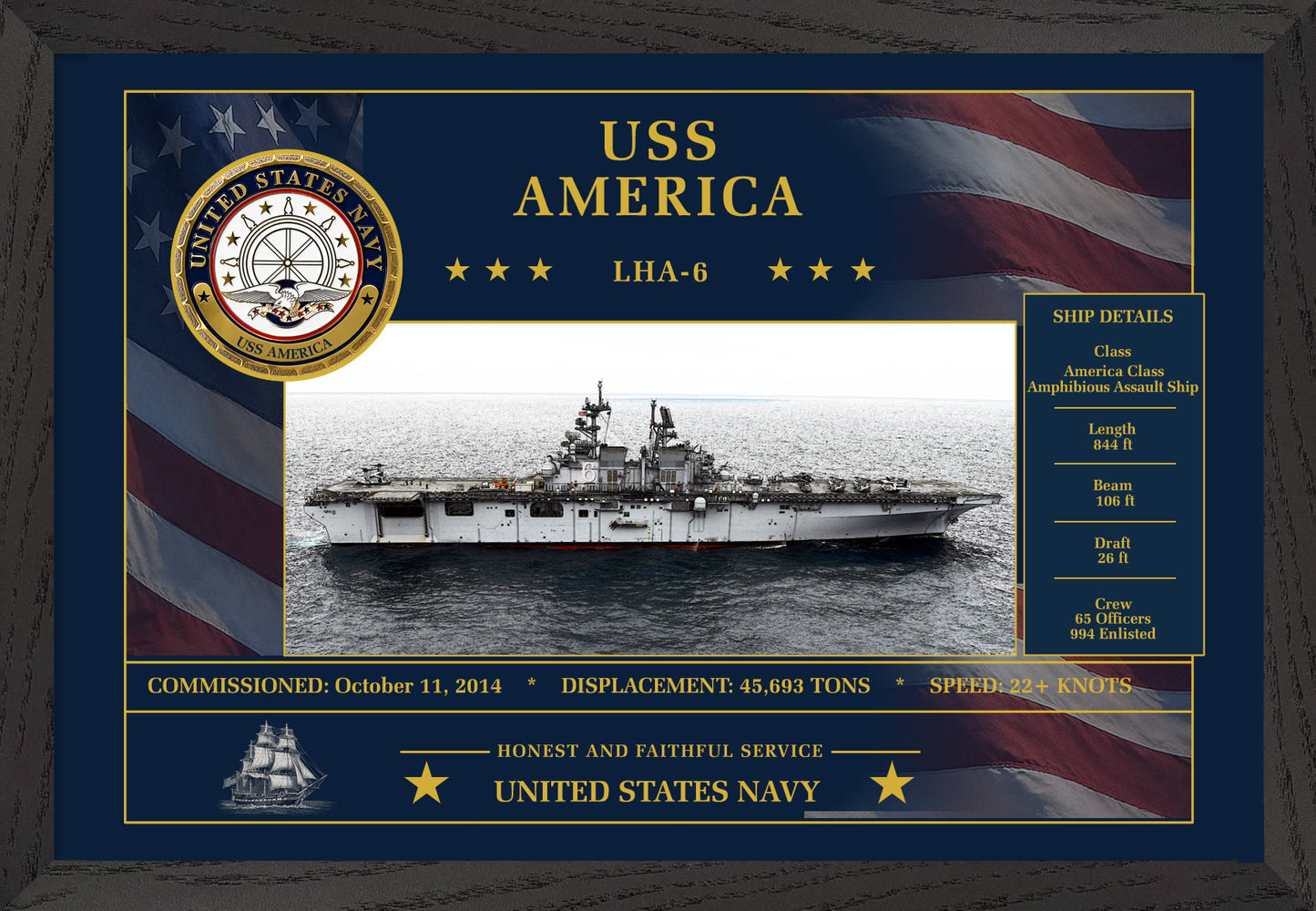USS America LHA-6 Framed Patriotic Art
