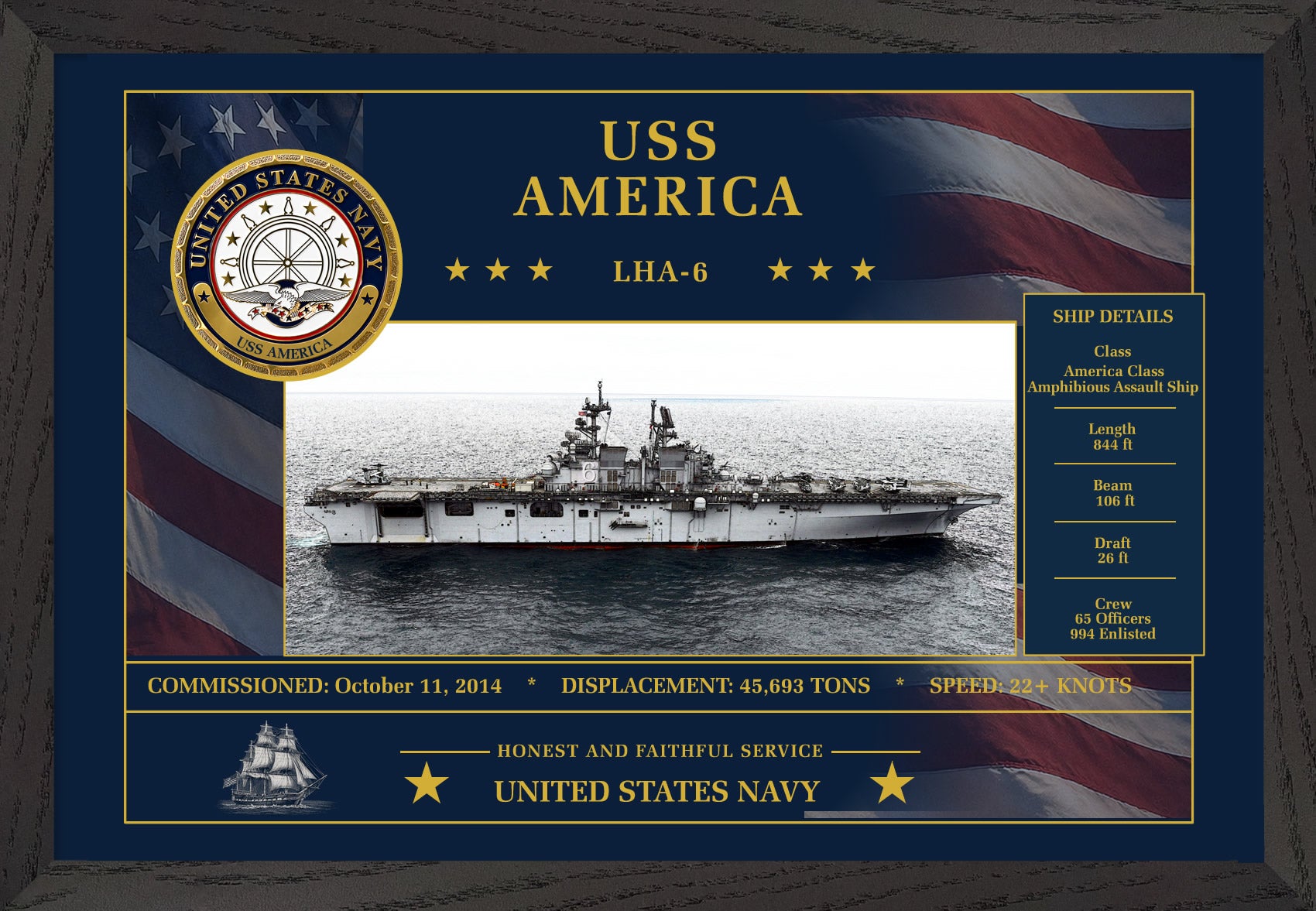 USS America LHA-6 Framed Patriotic Art
