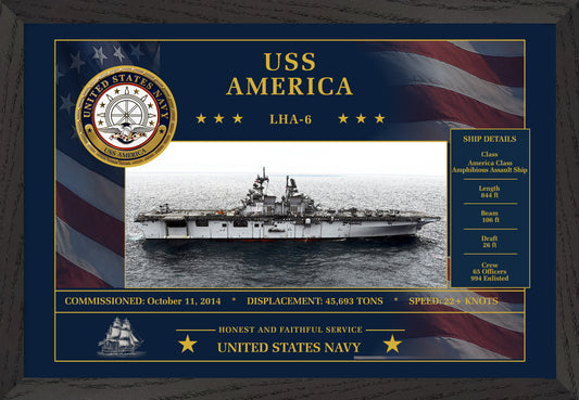 USS America LHA-6 Framed Patriotic Art