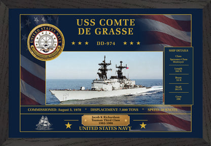 USS Comte De Grasse DD-974 Framed Patriotic Art
