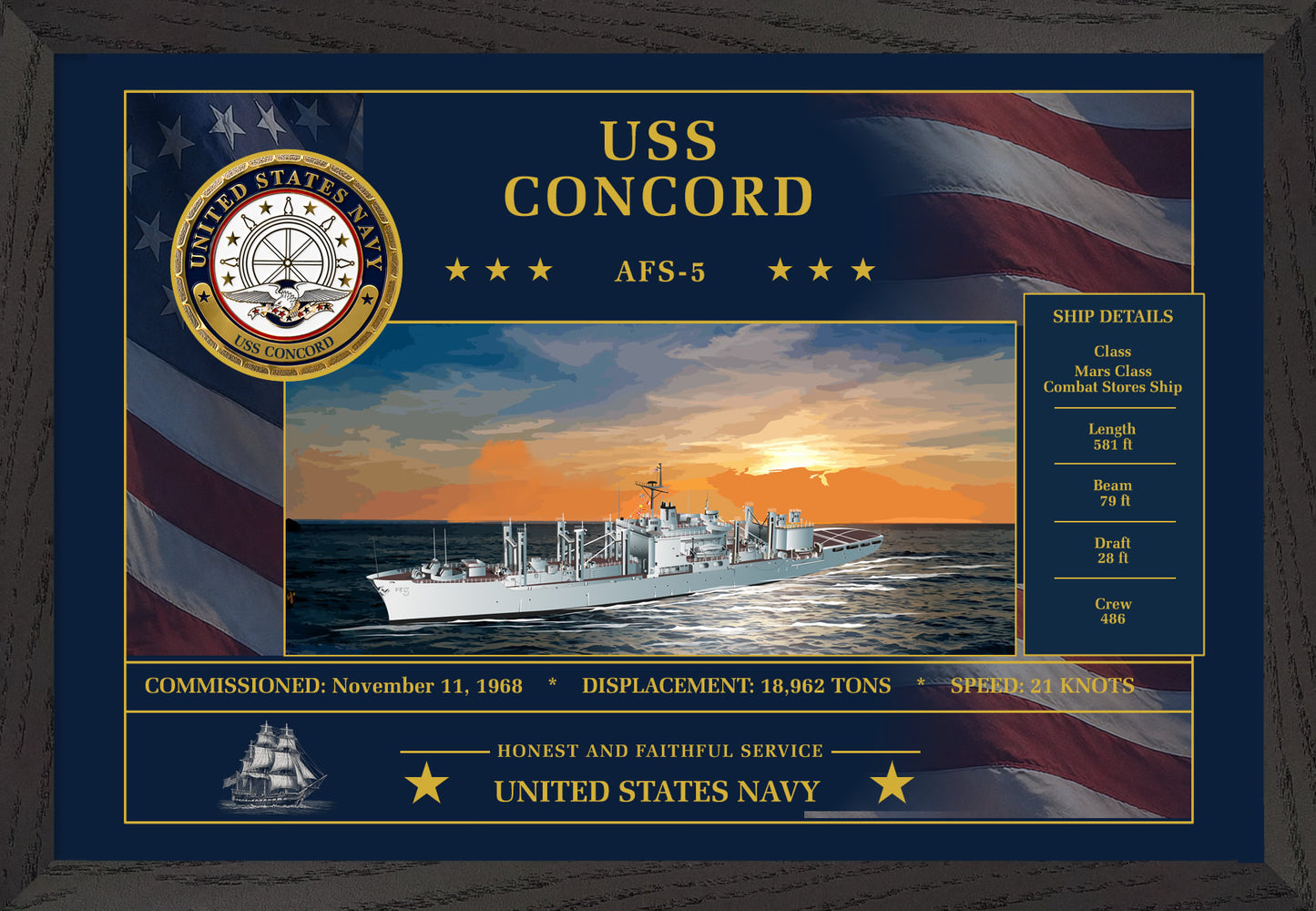 USS Concord AFS-5 Framed Patriotic Art