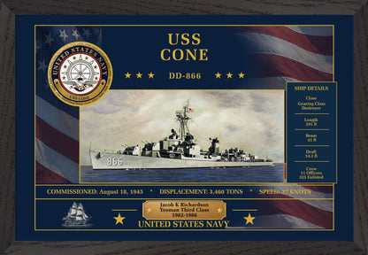 USS Cone DD-866 Framed Patriotic Art